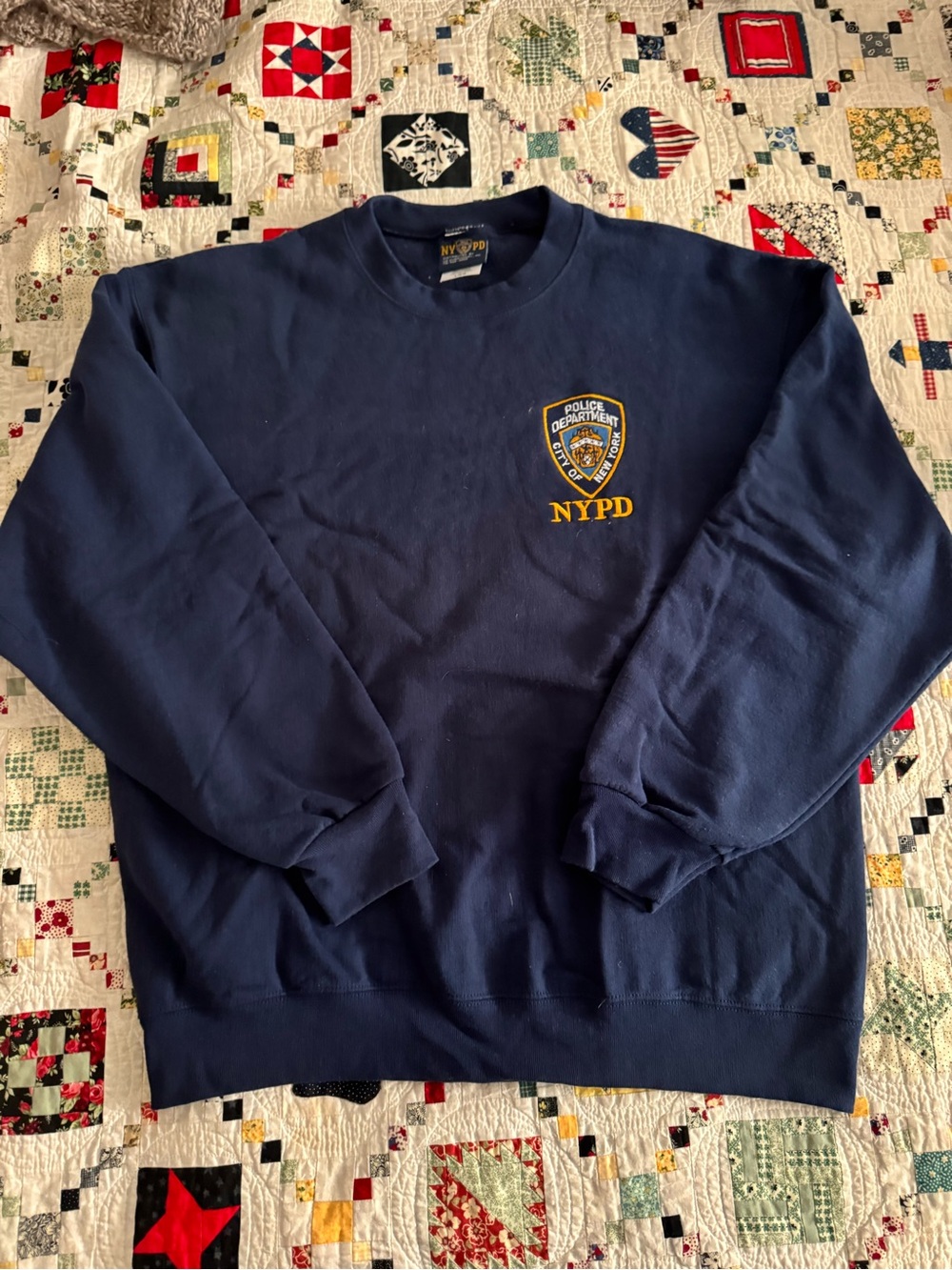 NYPD Embroidered Navy Crewneck Sweatshirt - Men